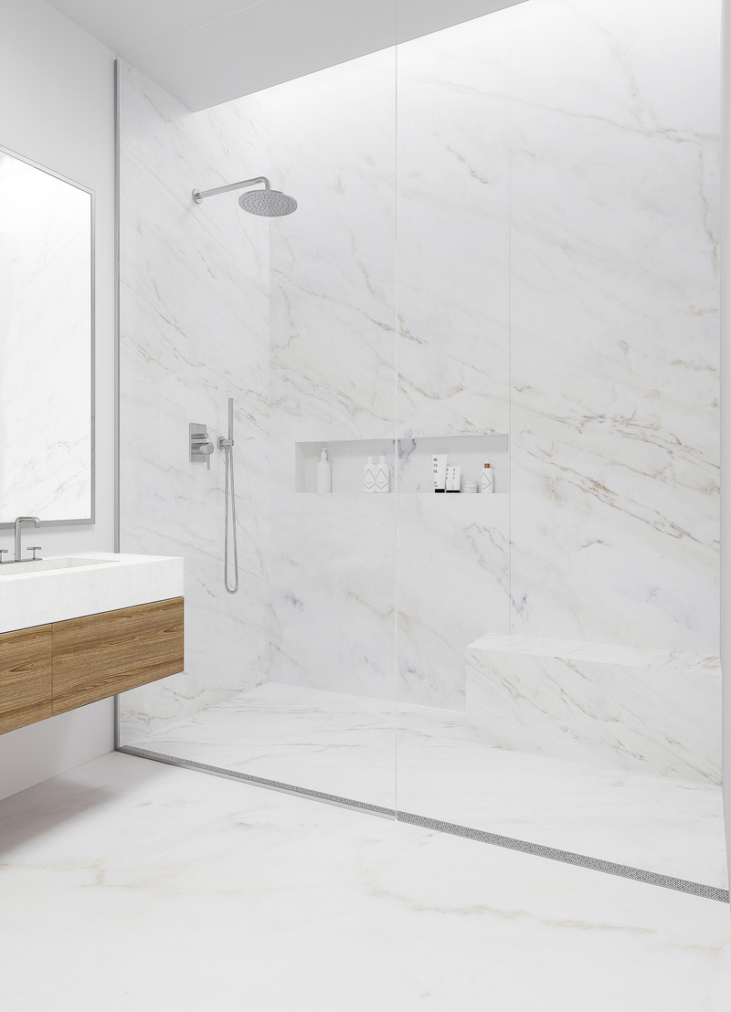 Dossier de presse | 7637-01 - Communiqué de presse | Infinity Drain® and Gensler Unveil Visually Stunning Linear Drain Design Inspired by the Science of Adhesion - Infinity Drain - Produit - Crédit photo : Infinity Drain<br>