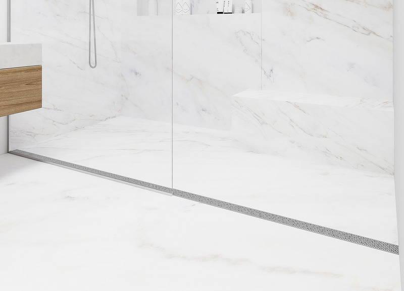 Dossier de presse | 7637-01 - Communiqué de presse | Infinity Drain® and Gensler Unveil Visually Stunning Linear Drain Design Inspired by the Science of Adhesion - Infinity Drain - Produit - Crédit photo : Infinity Drain<br>