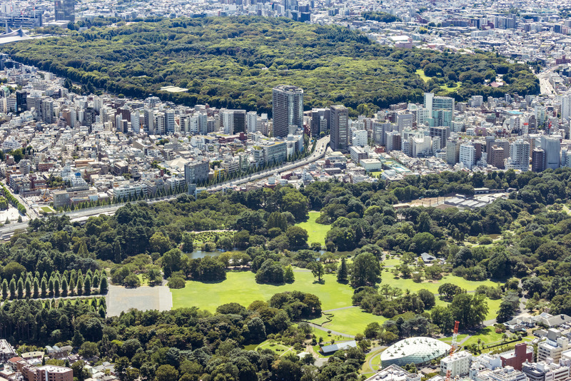 Dossier de presse | 7620-01 - Communiqué de presse | Park Court Jingu Kitasando The Tower Wins the Architecture MasterPrize 2024 - Hoshino Architects - Architecture résidentielle -  Distant view from the east side - Crédit photo : <pre>Kawasumi-Kobayashi Kenji Photograph Office<br>Photo provision by Mitsui Fudosan Residential</pre>