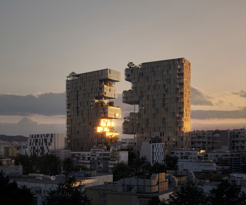 Dossier de presse | 7557-03 - Communiqué de presse | Découvrez la nouvelle oasis urbaine au centre de Tirana - OODA - Architecture résidentielle - Render Sunset View  - Crédit photo : Plomp
