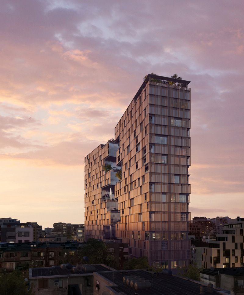 Dossier de presse | 7557-03 - Communiqué de presse | Découvrez la nouvelle oasis urbaine au centre de Tirana - OODA - Architecture résidentielle - Render Street View  - Crédit photo : Plomp