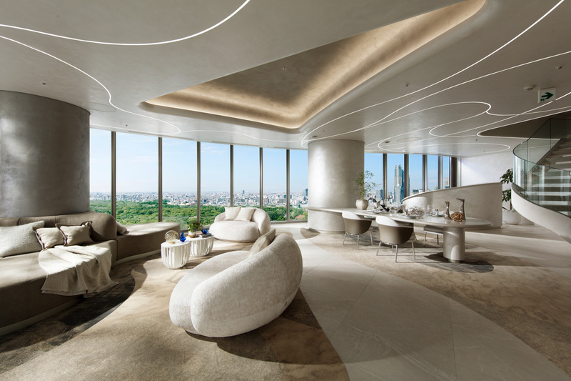 Dossier de presse | 7620-01 - Communiqué de presse | Park Court Jingu Kitasando The Tower Wins the Architecture MasterPrize 2024 - Hoshino Architects - Architecture résidentielle - Model room - Crédit photo : Mitsui Fudosan Residential