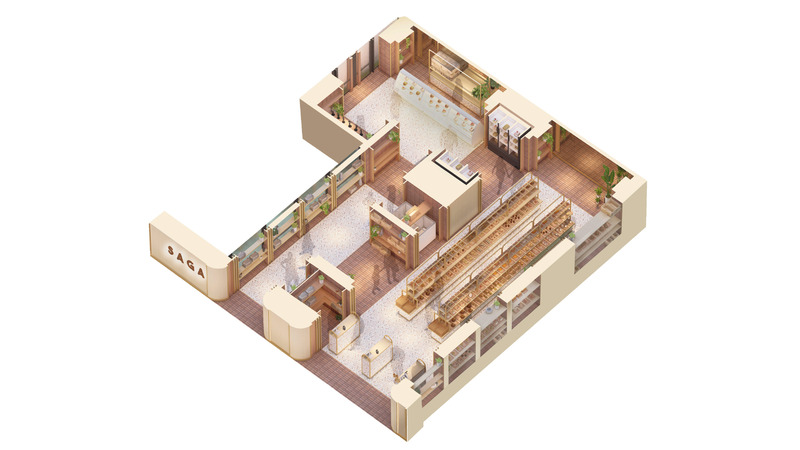 Dossier de presse | 7653-01 - Communiqué de presse | A National Class Bakery Originating From Papua - Upper Room Collaborative Studio - Design d’intérieur commercial - Isometric Floorplan - Crédit photo : Upper Room Collaborative Studio