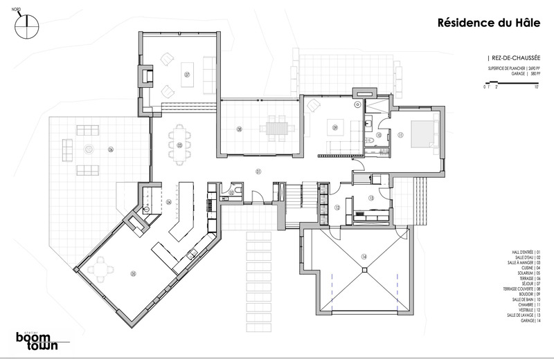 Dossier de presse | 1678-10 - Communiqué de presse | Résidence du Hâle - Atelier BOOM-TOWN - Architecture résidentielle - Plan du rez-de-chaussée - Crédit photo : Atelier BOOM-TOWN