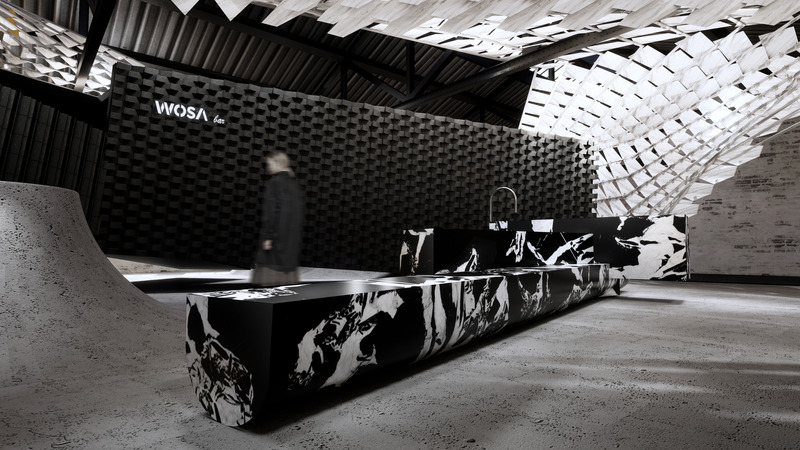 Press kit | 7645-01 - Press release | WOSA Sintered Stone Showroom - The Volks Design & Research Consulting Ltd. - Commercial Interior Design - Photo credit: The Volks Design Team