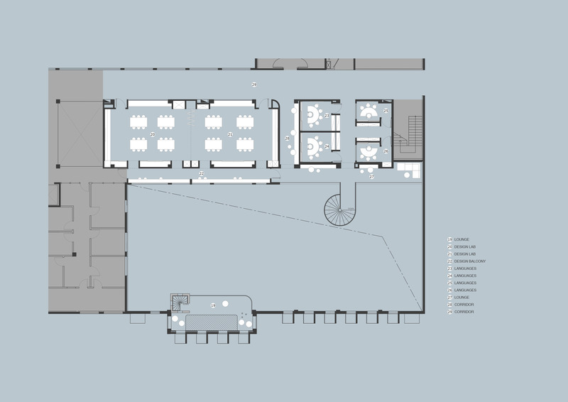 Dossier de presse | 7640-01 - Communiqué de presse | Children's Library at the Western Academy of Beijing - Studio Vapore - Architecture institutionnelle - Second Floor Layout - Crédit photo : studio vapore