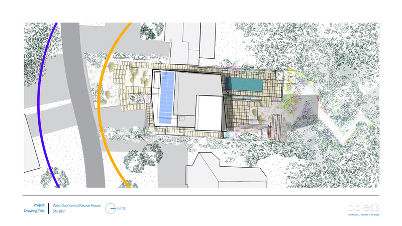 Dossier de presse | 7679-01 - Communiqué de presse | La maison passive West Don Ravine : la progression naturelle de Poiesis Architecture vers la conception passive - Poiesis Architecture - Architecture résidentielle - Plan général du site - Crédit photo : Poiesis Architecture