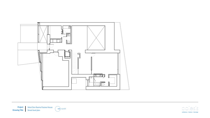 Dossier de presse | 7679-01 - Communiqué de presse | La maison passive West Don Ravine : la progression naturelle de Poiesis Architecture vers la conception passive - Poiesis Architecture - Architecture résidentielle - Plan d’étage – niveau rue - Crédit photo : Poiesis Architecture
