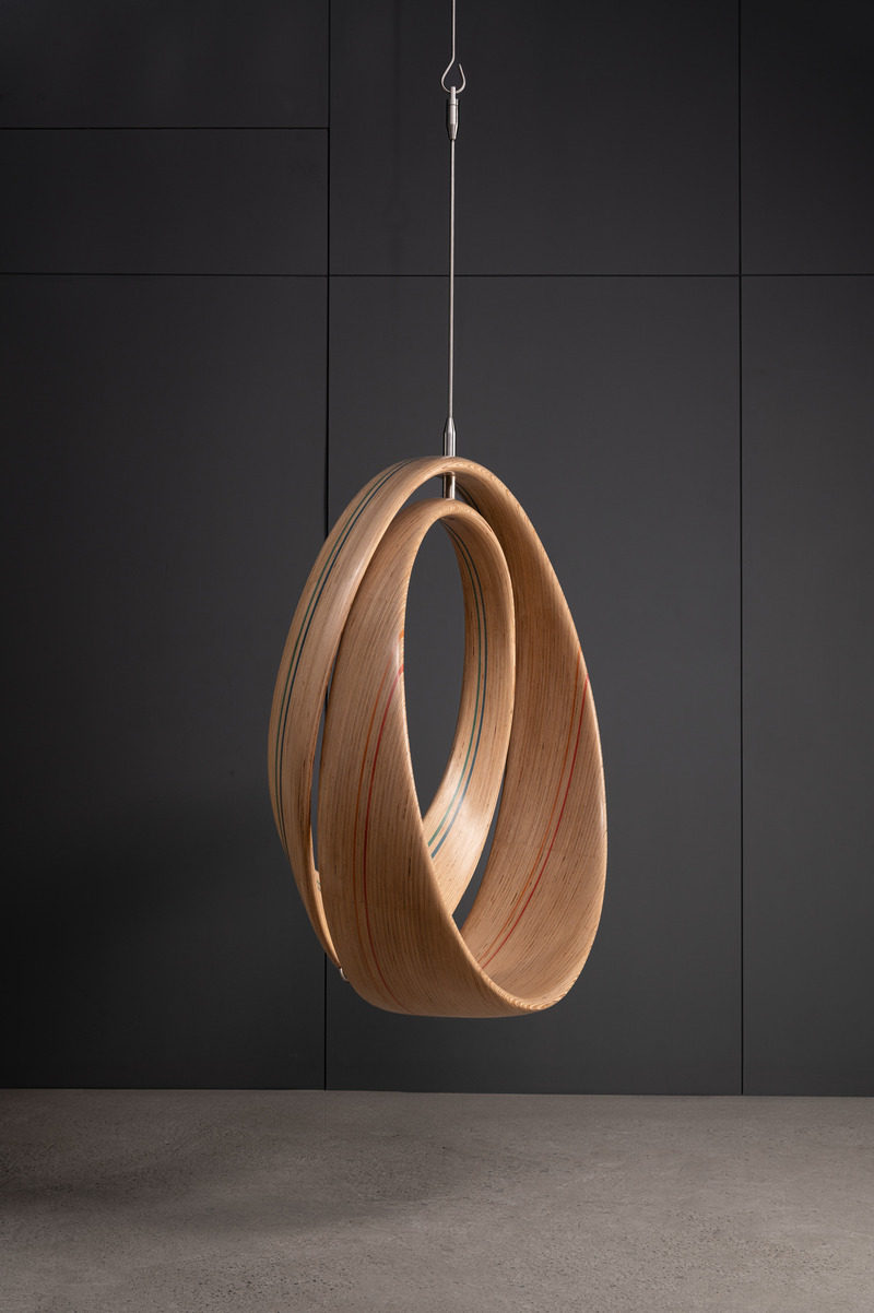 Press kit | 6986-03 - Press release | andblack design studio Debuts Internationally with LOOP Furniture Series - andblack design studio - Product -  LOOP spiral jhoola view  - Photo credit: Ravi Mistry