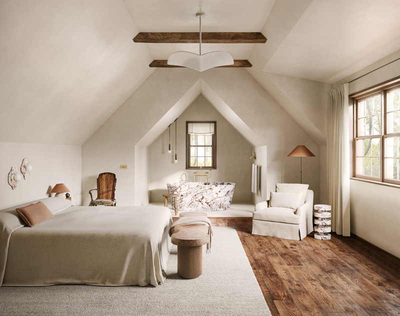 Dossier de presse | 3127-02 - Communiqué de presse | T-Residence - DJDS - Dorothee Junkin Design Studio - Design d’intérieur résidentiel - T-Residence_Primary Bedroom with Tub Alcove - Crédit photo : DJDS - Dorothee Junkin Design Studio