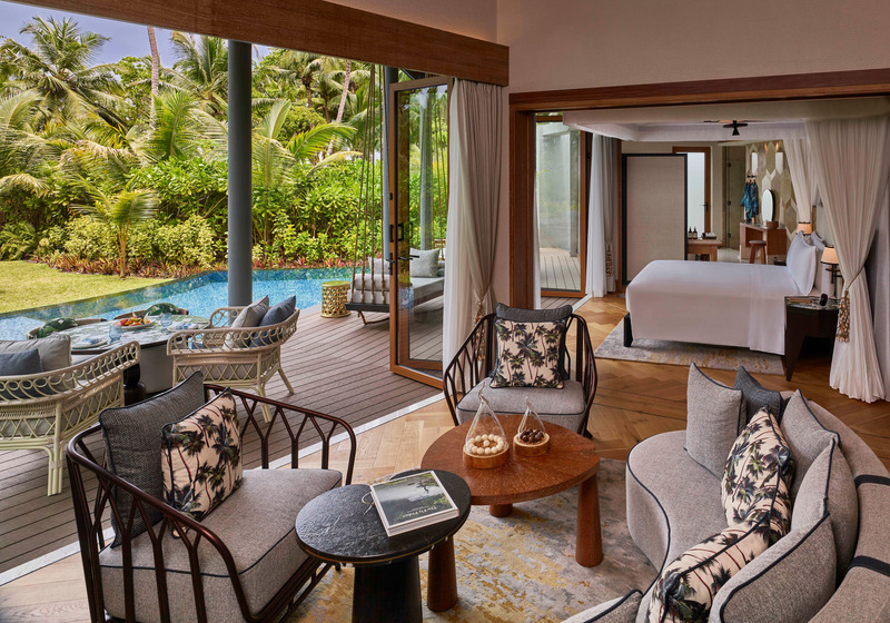 Press kit | 7684-01 - Press release | Waldorf Astoria Seychelles Platte Island:   A New Era of Luxury in the      Seychelles - Eco-id Architects - Commercial Architecture -  Villa - Living   - Photo credit: Waldorf Astoria Seychelles Platte Island