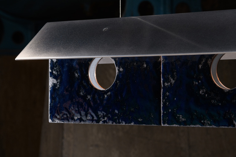 Press kit | 1619-11 - Press release | Lambert & Fils Dives into the Bold and Explosive Universe of South Korean Designer Kwangho Lee - Lambert & Fils - Lighting Design - Bolda 51, bluish black enamel finish - Photo credit: Arseni Khamzin