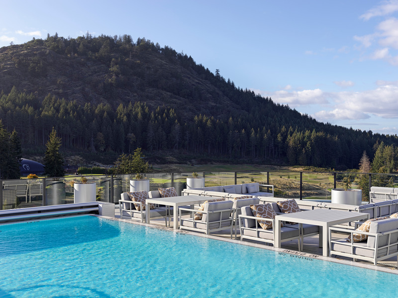 Press kit | 7694-01 - Press release | One Bear Mountain Wins Twice at Victoria Capital Region Commercial Building Awards - One Bear Mountain - Real Estate - One Bear Mountain panorama pool offers unparalleled 360-degree views of Mount Finlayson and Goldstream Provincial Park. - Photo credit: Blueprint Global