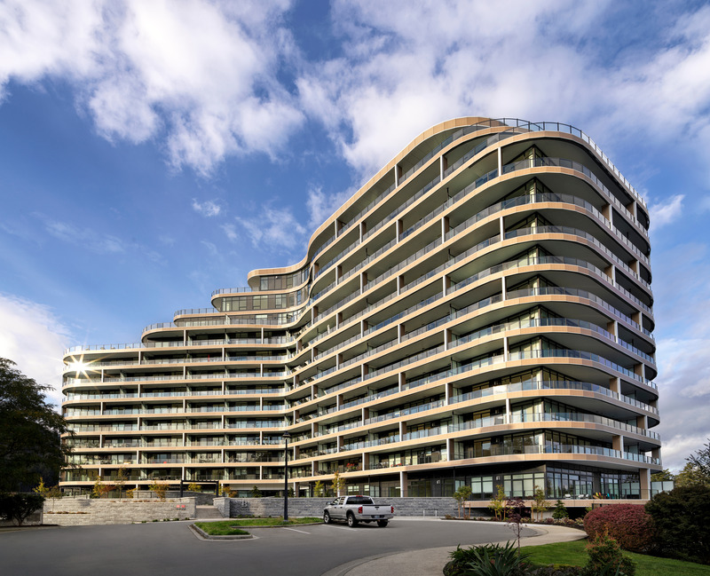 Press kit | 7694-01 - Press release | One Bear Mountain Wins Twice at Victoria Capital Region Commercial Building Awards - One Bear Mountain - Real Estate - One Bear Mountain - Road entrance through Hannington Rd. - Photo credit: Blueprint Global