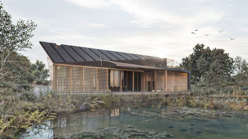 Dossier de presse | 5700-03 - Communiqué de presse | Recalibration of Nature and Industry at Pilsworth Lake - Atelier Architecture & Design - Architecture commerciale - The cafe decking extends over the water's edge - Crédit photo : AA+D