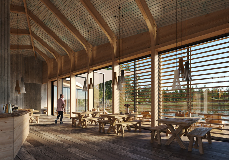 Dossier de presse | 5700-03 - Communiqué de presse | Recalibration of Nature and Industry at Pilsworth Lake - Atelier Architecture & Design - Architecture commerciale - Cafe interior - Crédit photo : AA+D