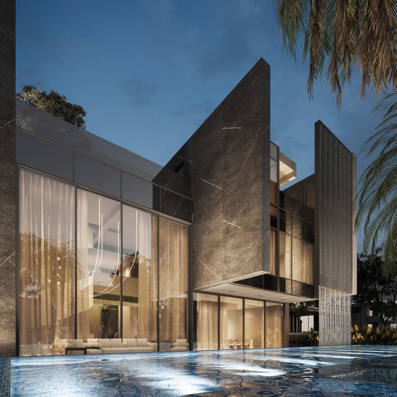 Dossier de presse | 7688-01 - Communiqué de presse | MEMAR Architecture Unveils Award-Winning Dubai Hills Villa - MEMAR Architecture - Architecture résidentielle - View of the infinity pool and outdoor lounge area, blending architecture with nature. - Crédit photo : MEMAR Architecture