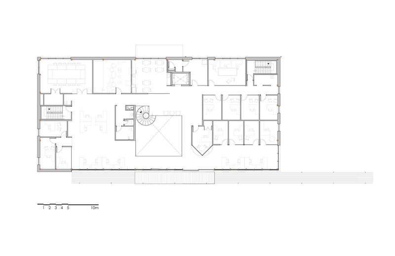 Dossier de presse | 755-08 - Communiqué de presse | Nouvel hôtel de ville de La Pêche - BGLA - Architecture institutionnelle - plan étage - Crédit photo : n/a