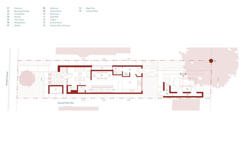 Press kit | 1600-04 - Press release | Shudell House - Weiss Architecture & Urbanism Limited - Residential Architecture - Ground floor plan - Photo credit: Weiss Architecture &amp; Urbanism