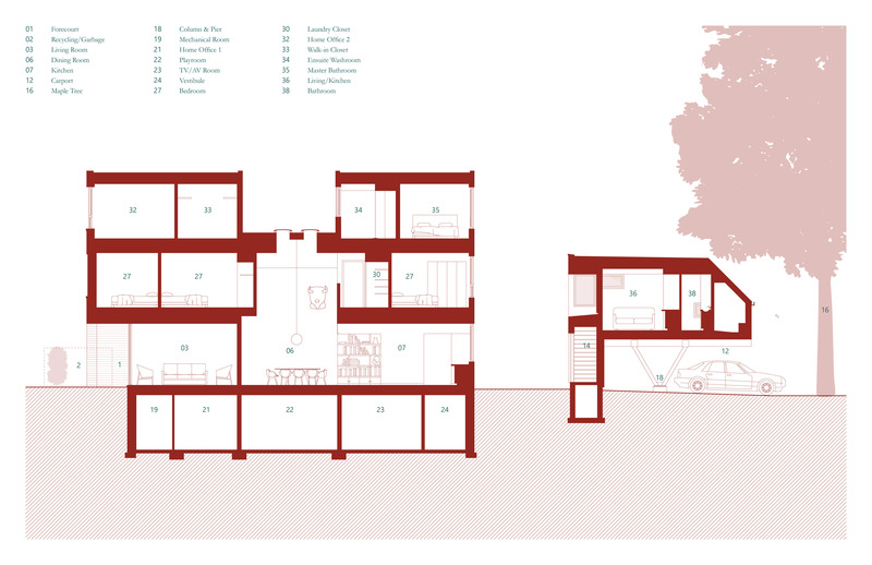 Press kit | 1600-04 - Press release | Shudell House - Weiss Architecture & Urbanism Limited - Residential Architecture - Longitudinal section - Photo credit: Weiss Architecture &amp; Urbanism
