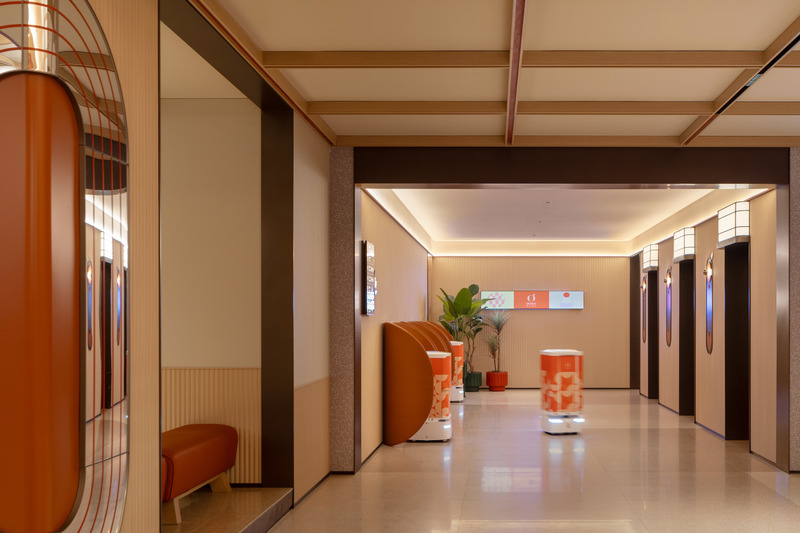 Press kit | 3531-15 - Press release | Orange Hotel 3.0: LOHAS－Lifestyles of Health and Sustainability－Paul H. Ray - Vermilion Zhou Design Group - Commercial Interior Design - Lobby Elevator Hall - Photo credit: Jian Quan Wu<span></span>
