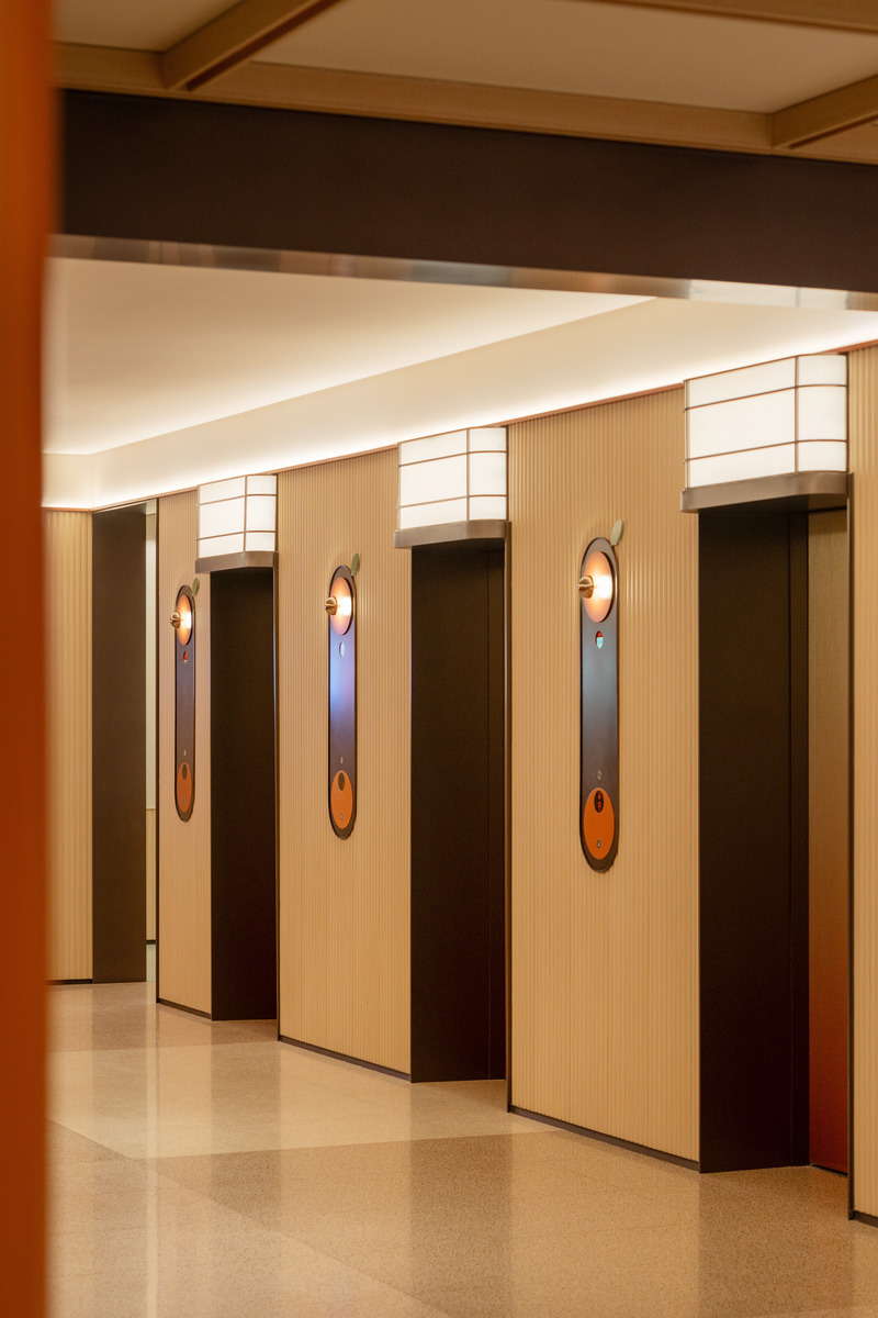 Press kit | 3531-15 - Press release | Orange Hotel 3.0: LOHAS－Lifestyles of Health and Sustainability－Paul H. Ray - Vermilion Zhou Design Group - Commercial Interior Design - Lobby Elevator Hall - Photo credit: Jian Quan Wu<span></span>