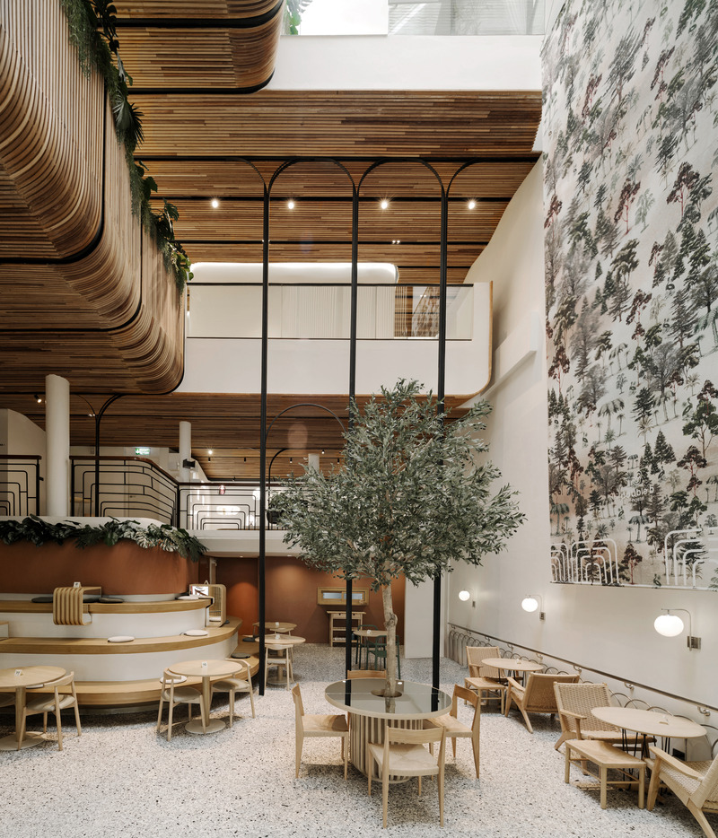 Press kit | 7671-01 - Press release | Double B Hostel — Local Craft, Global Design — Bangkok's New Hostel Icon - VMA Design Studio - Commercial Architecture - Cafe Area - Photo credit: Peerapat Wimolrungkarat
