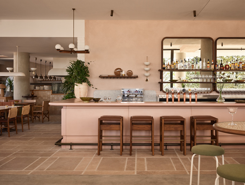Press kit | 2887-11 - Press release | Opening Mondrian Gold Coast, Australia - Alexander &CO. - Commercial Interior Design -  Haven - Pre cast soft pink concrete <span></span>cocktail bar with stone flooring in an Utzon inspired pattern - Photo credit: Alicia Taylor