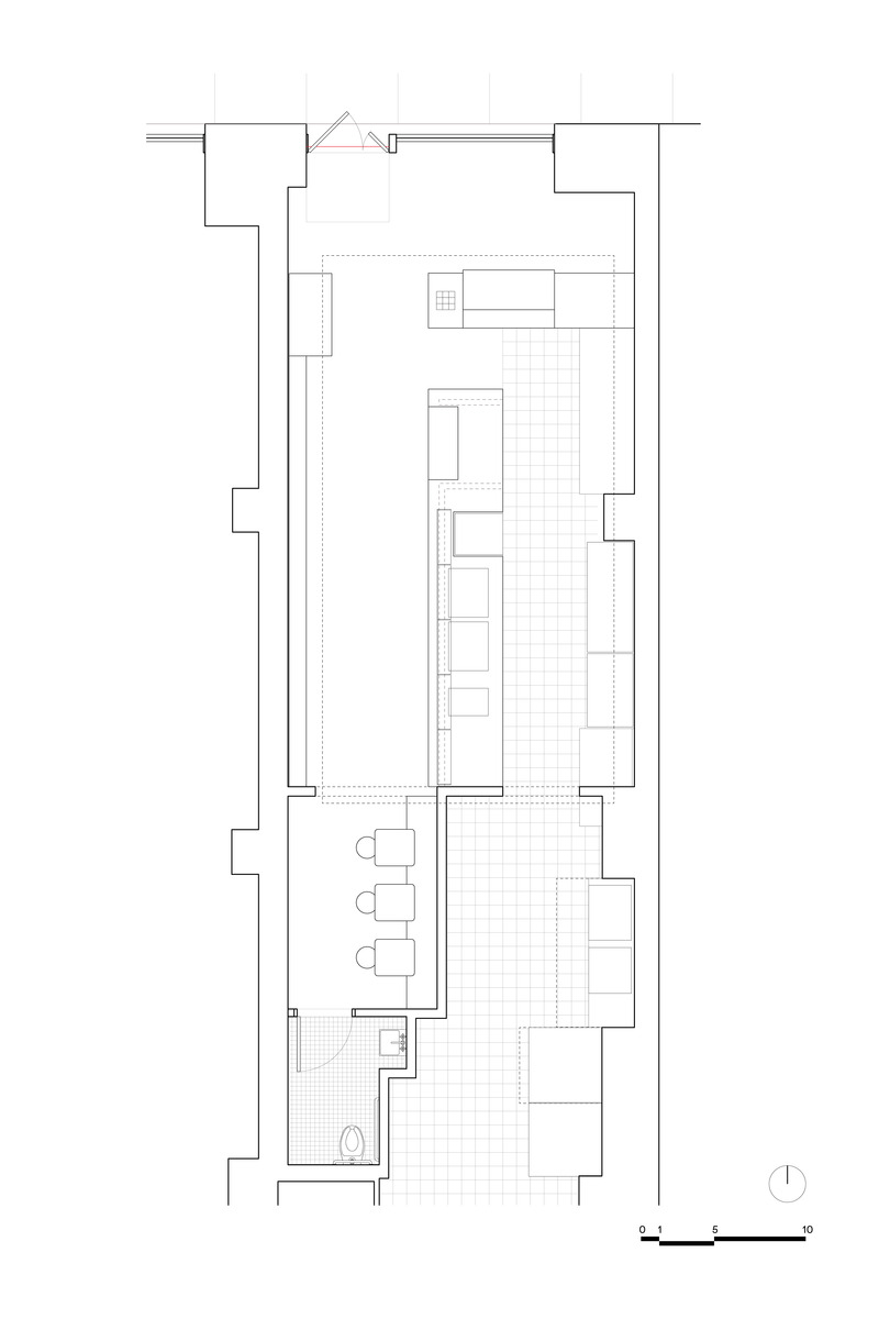 Press kit | 7707-01 - Press release | Model Practice Transforms Historic Garment District Space into Award-Winning Korean Restaurant - Model Practice - Commercial Interior Design - Floor Plan - Photo credit: Model Practice