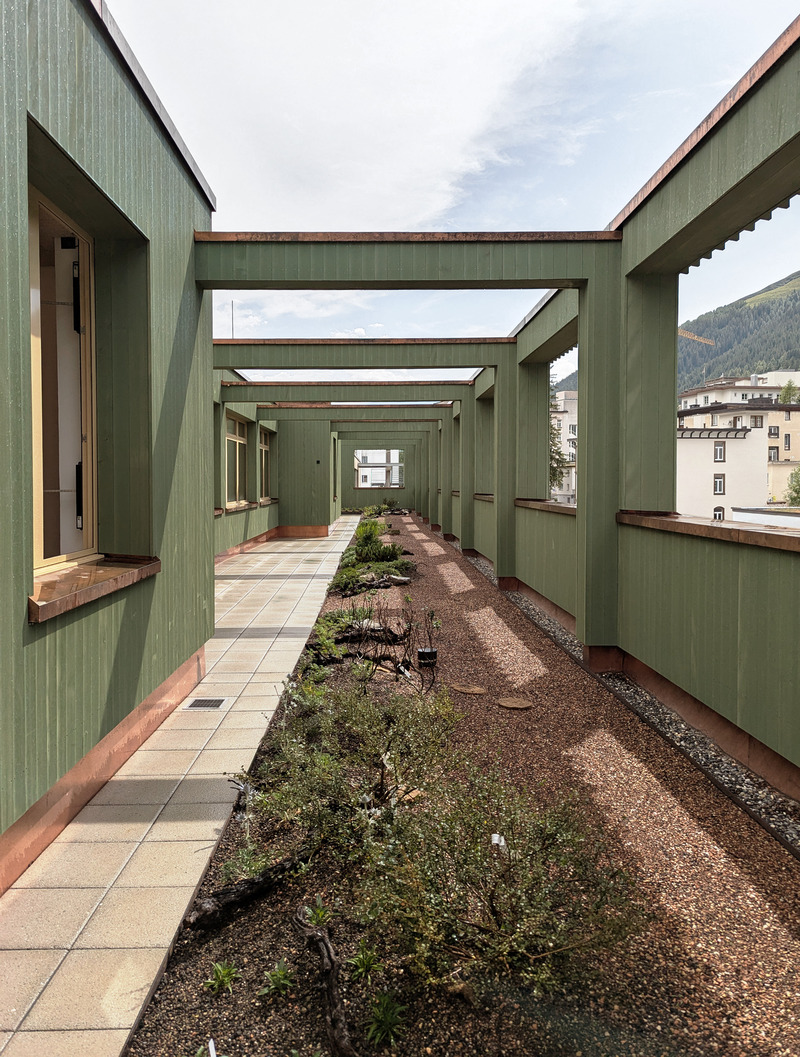 Dossier de presse | 7737-01 - Communiqué de presse | School Center of Davos Platz - CURA Architekten - Architecture institutionnelle - Roof Garden - Crédit photo : CURA Architekten