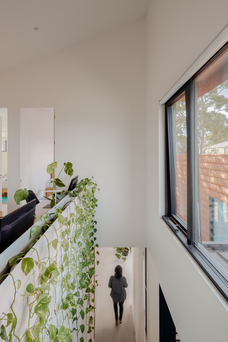 Press kit | 7721-01 - Press release | Mahogany House: Intergenerational Home - R ARCHITECTURE - Residential Architecture - Void with cascading plants - Photo credit: Chris Murray- https://chrismurray.photography/