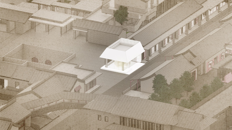 Press kit | 7730-01 - Press release | The White is Good Shop in Weipo, Luoyang - designRESERVE - Commercial Architecture - axonometric view of project and context  - Photo credit: designRESERVE