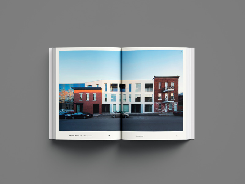 Press kit | 1317-28 - Press release | Opposites Attract: ACDF au fil des contrastes — A Vivid Dive into the DNA of a Quebec Studio with International Reach - ACDF Architecture - Edition - Photo of a double-page spread - Condos Villeneuve, Montreal - Photo credit: FRAME - Adrien Williams