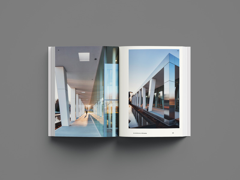 Press kit | 1317-28 - Press release | Opposites Attract: ACDF au fil des contrastes — A Vivid Dive into the DNA of a Quebec Studio with International Reach - ACDF Architecture - Edition - Photo of a double-page spread - Diane Dufresne art centre, Repentigny - Photo credit: FRAME - Adrien Williams
