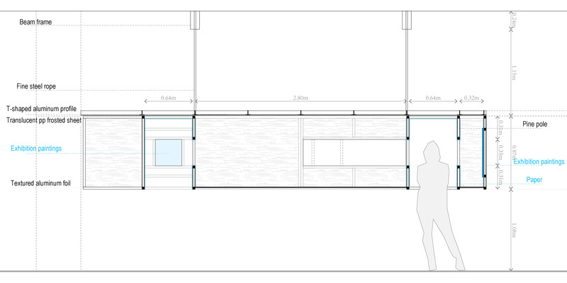 Dossier de presse | 7733-01 - Communiqué de presse | Garden for the Eyes - c+d studio - Design d’intérieur commercial - Section diagram with dimensions - Crédit photo : c+d studio