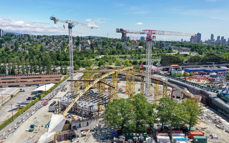 Dossier de presse | 2197-02 - Communiqué de presse | PNE Amphitheatre / Freedom Mobile Arch - Revery Architecture - Architecture commerciale - Aerial view of the roof structure in progress - Crédit photo : Site Partners