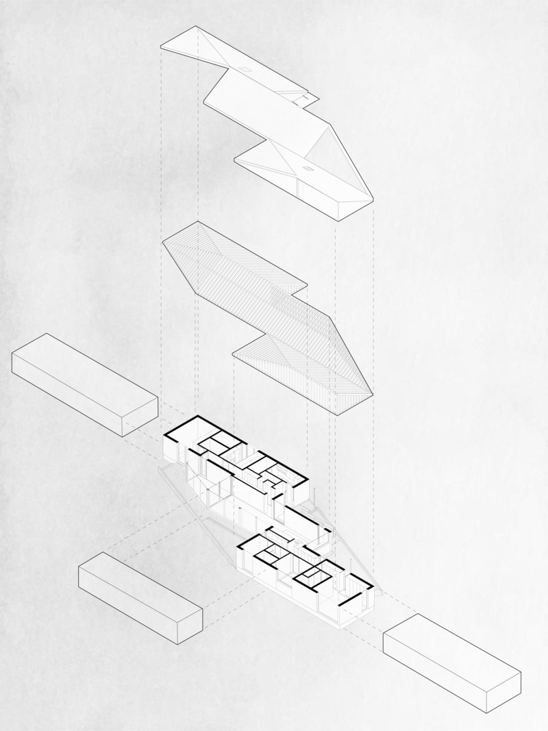 Dossier de presse | 2744-11 - Communiqué de presse | South Bay House - StudioAC - Architecture résidentielle - Exploded Axo - Crédit photo : StudioAC