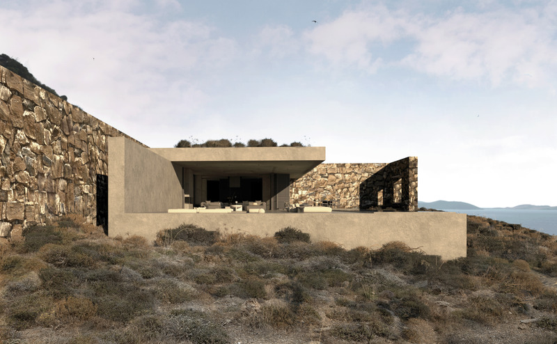 Dossier de presse | 7735-01 - Communiqué de presse | « Horizon House » - ONUS Architecture Studio - Architecture résidentielle - Enfouie dans la pente, Horizon House se fond dans le relief grâce à sa forme, ses matériaux et la végétation locale. - Crédit photo : ONUS Architecture Studio