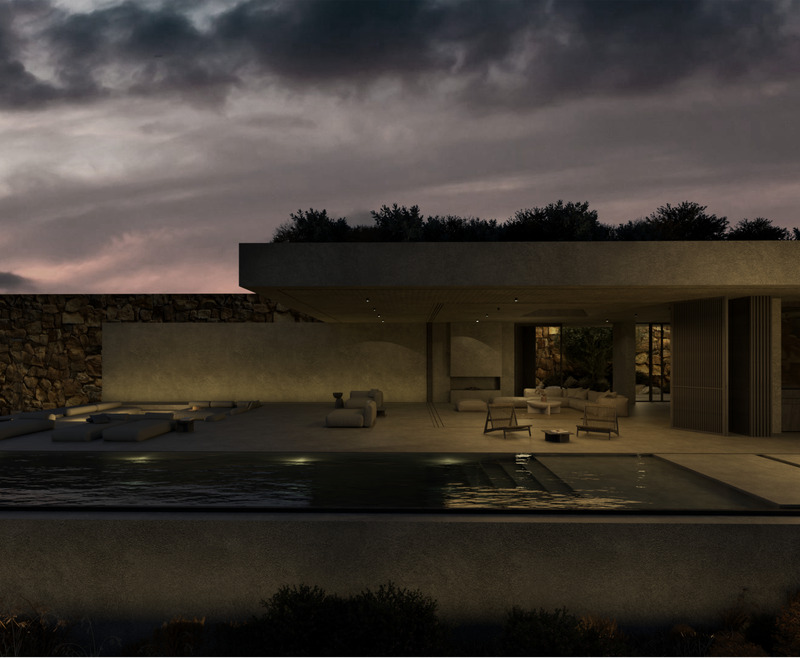 Dossier de presse | 7735-01 - Communiqué de presse | « Horizon House » - ONUS Architecture Studio - Architecture résidentielle - La nuit, les intérieurs doucement éclairés instaurent un dialogue apaisé entre architecture et nature. - Crédit photo : ONUS Architecture Studio