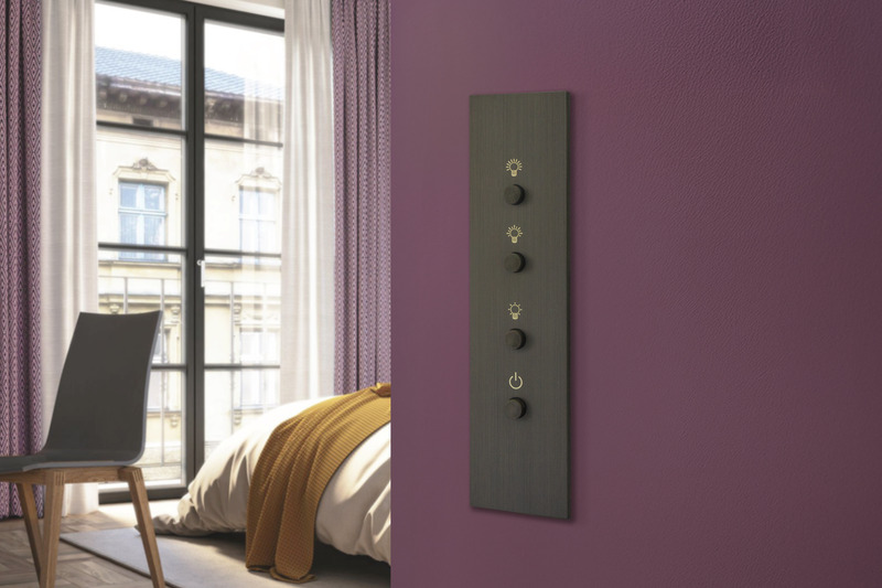 Press kit | 2651-05 - Press release | New Finishes are Introduced for the Focus SB Ambassador Wall Light - Focus SB® - Lighting Design -  Renaissance Architrave Keypad Switches, Umber finish, laser marked. Focus SB® RENAISSANCE range. - Photo credit: Renaissance product photography, Sally Williams. 