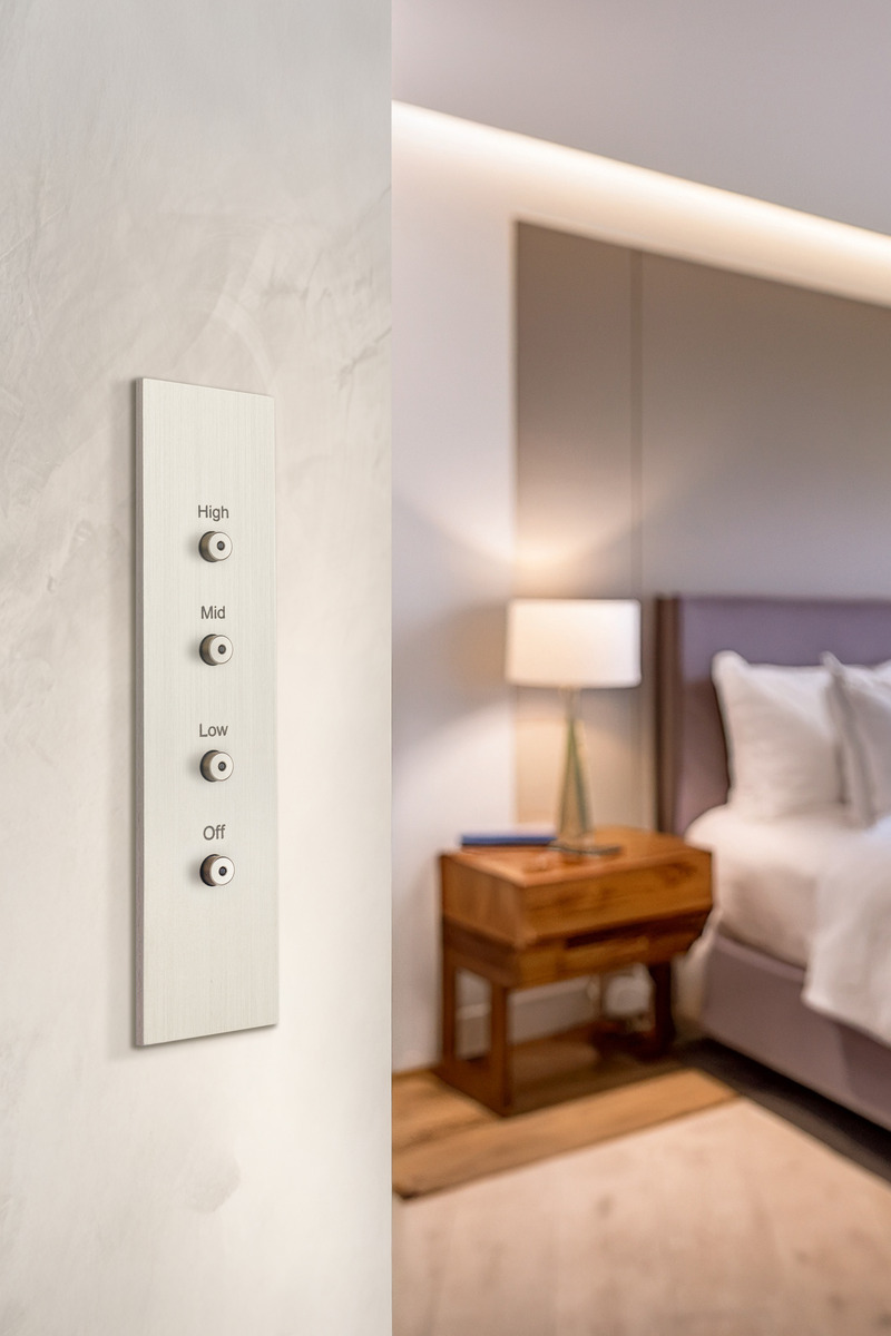 Press kit | 2651-05 - Press release | New Finishes are Introduced for the Focus SB Ambassador Wall Light - Focus SB® - Lighting Design -  Renaissance Architrave Keypad Switches, Roma finish, laser marked. Focus SB® RENAISSANCE range. - Photo credit: Renaissance product photography, Sally Williams. 