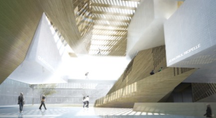 Press kit | 809-02 - Press release | 2011 AZ Awards winners - Azure Magazine - Competition - Category: CONCEPTS / UNBUILT COMPETITION ENTRIES<br><br>Saucier + Perrotte Architectes: Musée National des Beaux-Arts extension (Canada)<br>JET Architecture, CXT Architects and Archasia Design Group: Openair ferry terminal (Canada/China)* - Photo credit: Azure