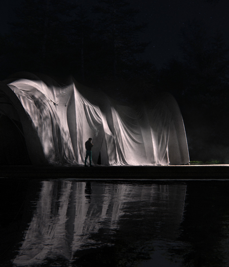 Press kit | 7541-04 - Press release | Architecture Hunter Awards 2025 Winners Announcement: Celebrating Global Creativity and Innovation in Architecture and Design - Architecture Hunter - Competition - Architectural Representation | Renders: "FabricA" - Multipurpose Temporary Cloth Pavilion by Hristo Rizov - Photo credit: © Hristo Rizov