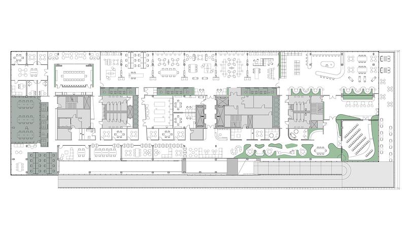 Press kit | 7791-01 - Press release | Callaghan Horiuchi Marks One Year of Arvest at Ledger - Callaghan Horiuchi - Commercial Interior Design - Arvest at Ledger - Focus Spaces - Photo credit: Callaghan Horiuchi