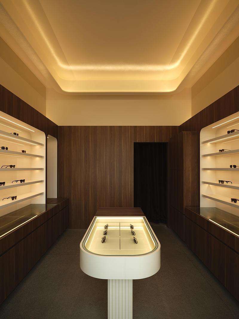 Press kit | 3491-05 - Press release | See You Vision Care: Old-World Craftsmanship Meets Modern Sensibility - Atelier SUN - Commercial Interior Design - Ivory Center piece and drop ceiling - Photo credit: Joel Esposito