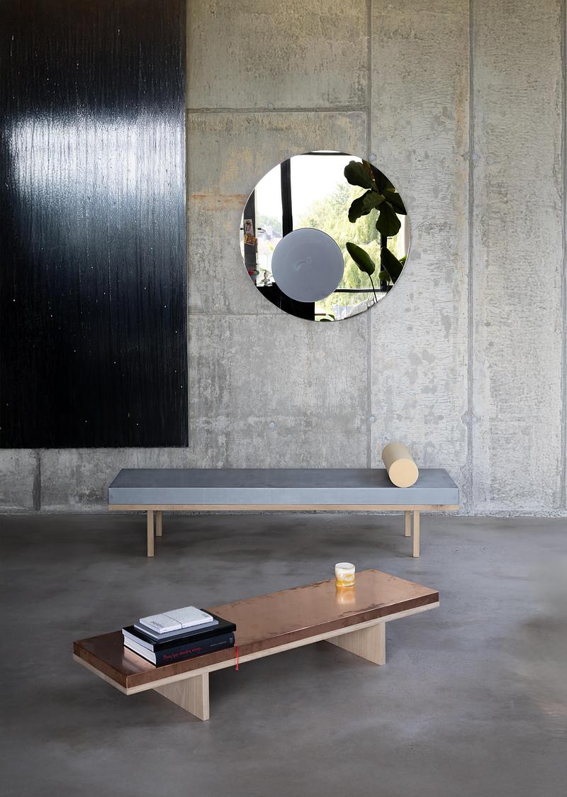 Dossier de presse | 7800-01 - Communiqué de presse | Industrial Art & Alwa Square: la double première de pulpo au M&O 2026 - pulpo - Produit - X Table, X Bench et X Mirror - Crédit photo : pulpo