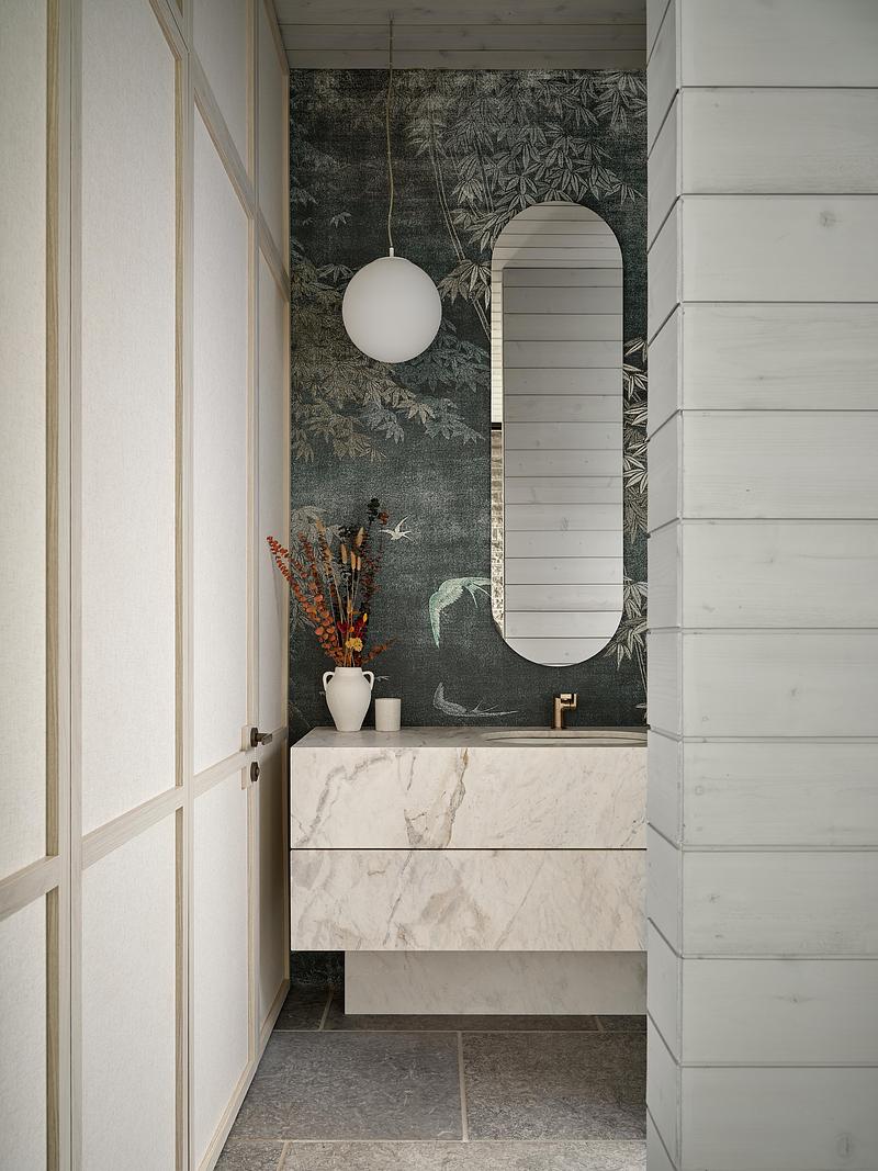 Press kit | 2942-06 - Press release | Glasgow residence - Reigo & Bauer - Residential Interior Design - Pool House - Powder Room<br style=""> - Photo credit: Doublespace Photography