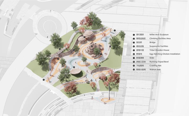 Dossier de presse | 7020-05 - Communiqué de presse | Cishan Tribe: Where 8,000-Year Cultural Relics Encounter Public Children's Space - XISUI Design - Architecture de paysage - Rendering - Crédit photo : XISUI Design