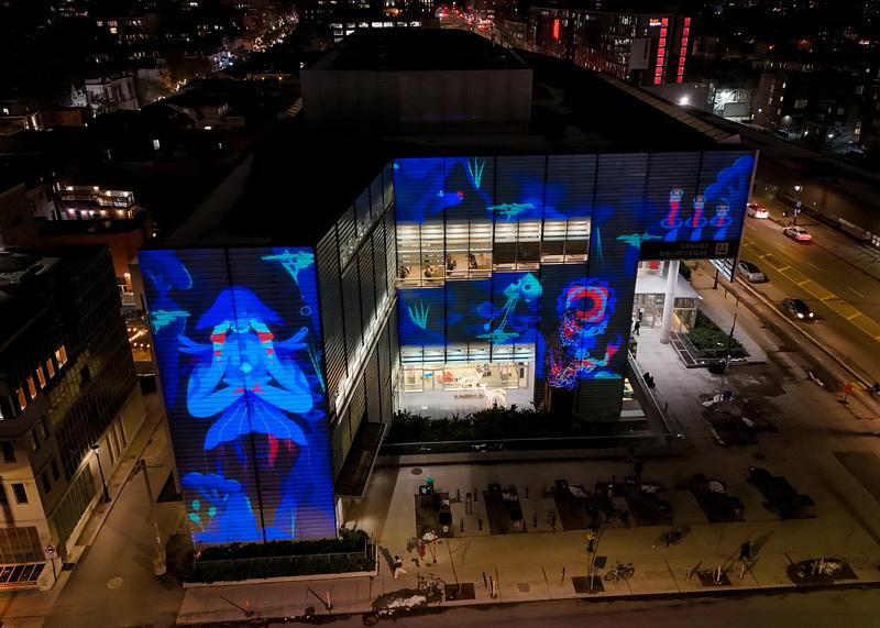 Dossier de presse | 583-26 - Communiqué de presse | Montréal s’illumine : LUMINO déploie 35 œuvres au Quartier des spectacles et au centre-ville - Partenariat du Quartier des spectacles - Évènement + Exposition - Codex, Teo Leroo - Crédit photo : JF Savaria