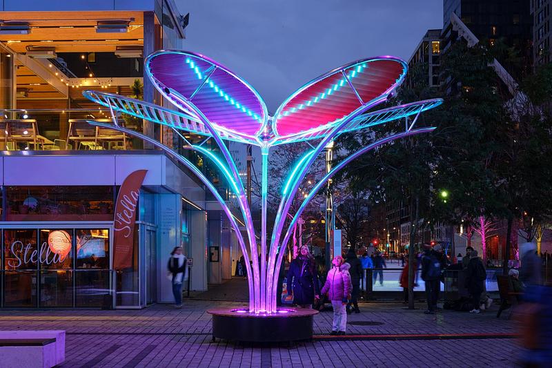 Dossier de presse | 583-26 - Communiqué de presse | Montréal s’illumine : LUMINO déploie 35 œuvres au Quartier des spectacles et au centre-ville - Partenariat du Quartier des spectacles - Évènement + Exposition - Shadow, TILT  - Crédit photo : Ulysse Lemerise / OSA